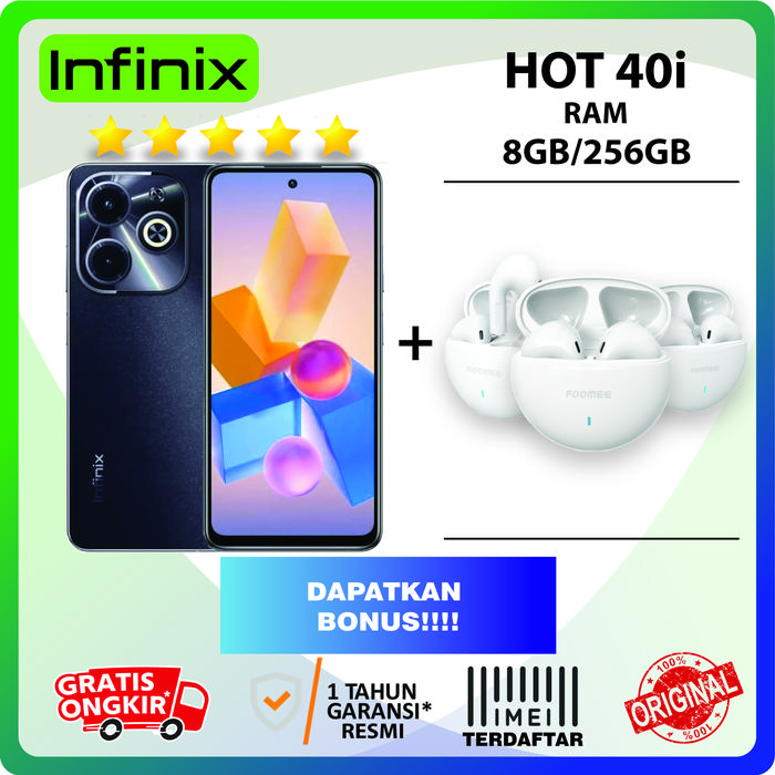 Gambar Infinix Hot 40i NFC 8/256 GB Garansi Resmi - Hitam + TWS, 8/256 dari ALL_SHOPE99 undefined Tokopedia