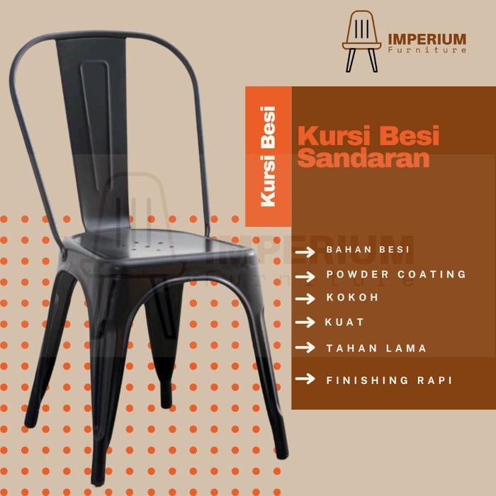 Gambar Kursi Besi / Kursi Cafe Besi / Kursi Makan Besi / Kursi Besi Sandaran - Hitam dari Imperium Furniture undefined Tokopedia