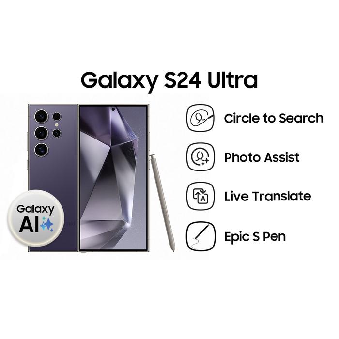 Gambar Samsung Galaxy S24 Ultra 5G 12/256GB|512GB|1TB 6.8 Inch Garansi Resmi - Violet, 12/256GB dari Andalas Cellular_NEW undefined Tokopedia