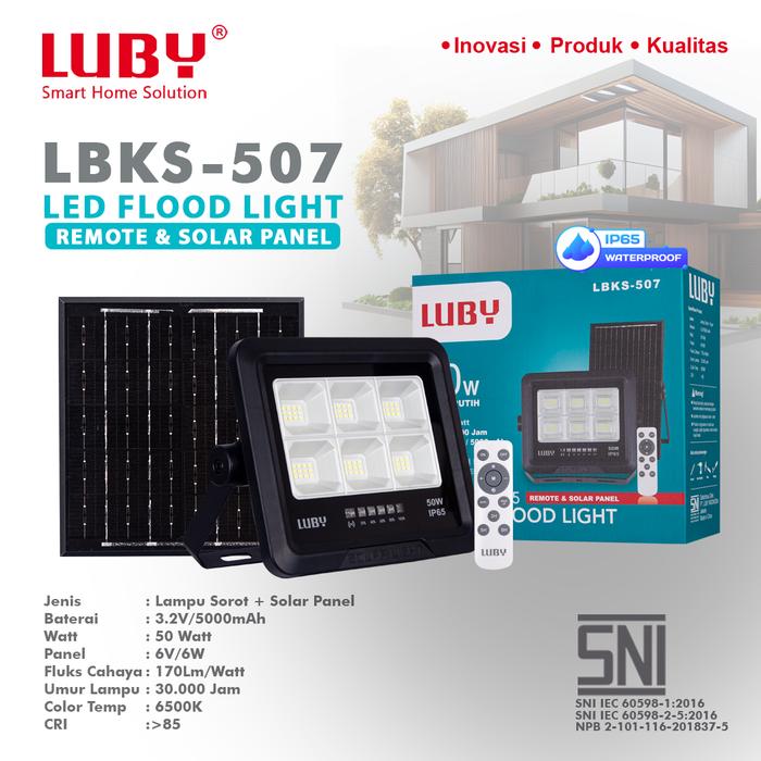 Gambar LED Floodlight Remote & Solar Panel Luby tipe LBKS-507 - 50Watt dari Luby Official Shop undefined Tokopedia