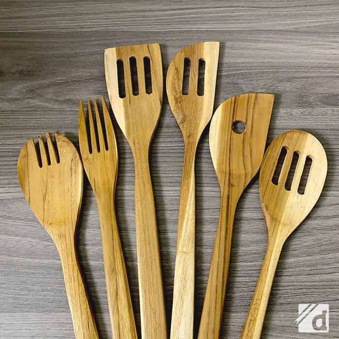 Gambar DADALALA Spatula / Sutil / Sodet Kayu 1 set Isi 7 Pcs Bahan Jati (PGL) - Pingul Isi 7pcs dari Dadalala undefined Tokopedia