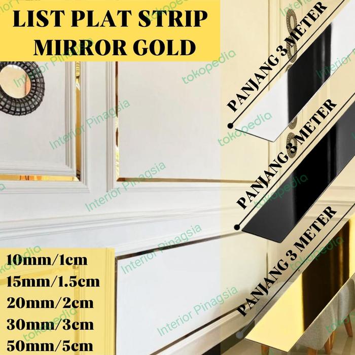 Gambar list plat strip mirror gold stainless steel/list strip dinding - 1cm, SILVER dari Interior pinagsia undefined Tokopedia