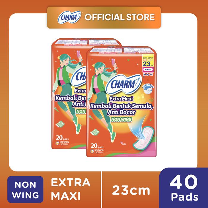 Gambar Charm Pembalut Body Fit Extra Maxi 23cm Non Wing 20 Pads - 2 Pcs dari Charm Official undefined Tokopedia