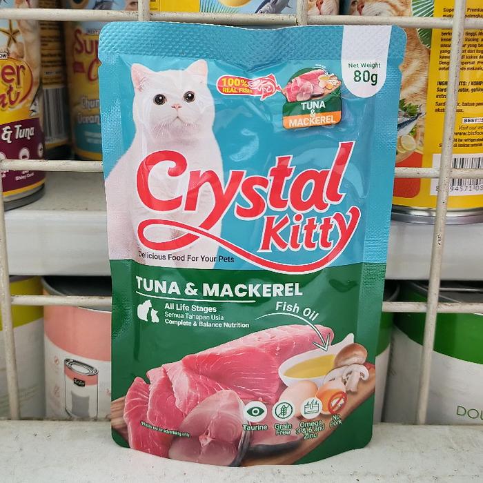 Gambar Makanan Kucing Sachet Crystal Kitty All Variant Pouch 80G Wet Food - Tuna mackerel dari Joint Petshop undefined Tokopedia