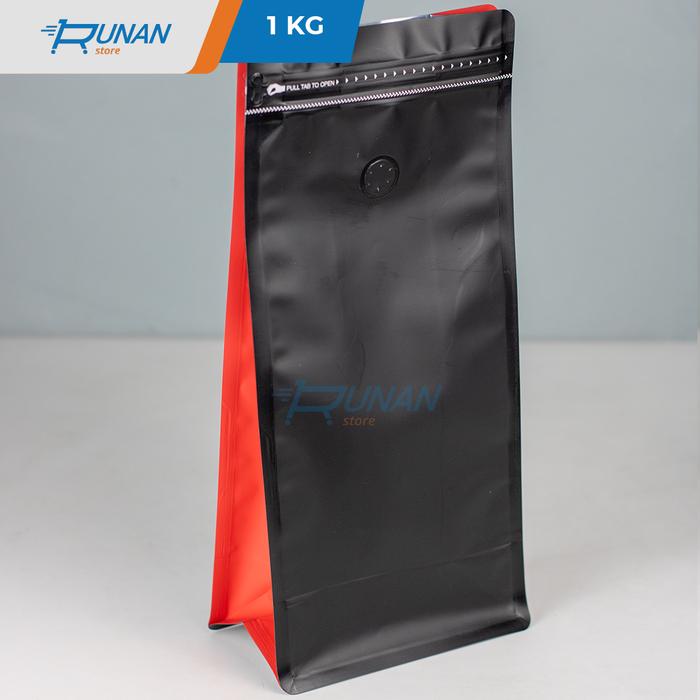 Gambar Kopi Pouch 1kg Ziplock Flat Bottom Pouch Kopi Valve Katup Udara 1000gr - Merah dari Runan Store undefined 5 Tokopedia