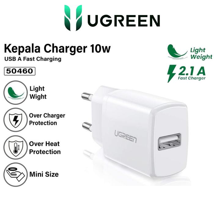 Gambar UGREEN Kepala Charger iPhone Android USB A 18W QC 3.0 Fast Charging - PUTIH 10W dari GREEN_TECHNO undefined Tokopedia