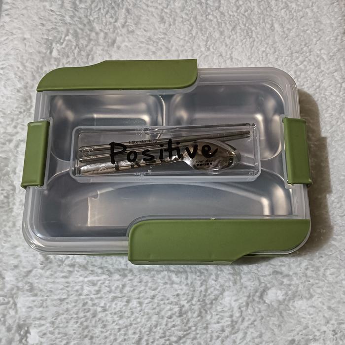 Gambar Kotak Bekal/Bento Lunchbox/Kotak Makan Stainless Steel 304 Anak Dewasa - MY 3 Skat Hijau dari supono store88 undefined Tokopedia
