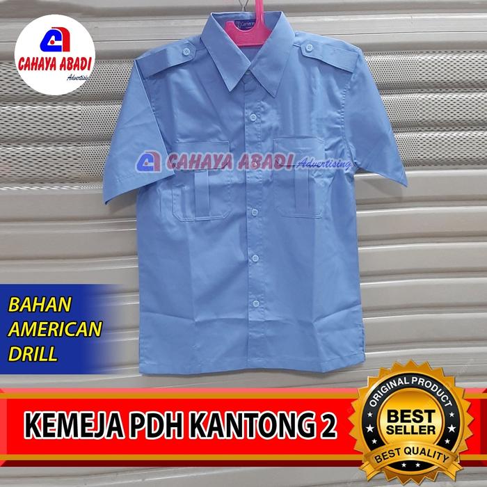 Kemeja PDH Seragam PDH Polos Kantong Lengan Panjang, M