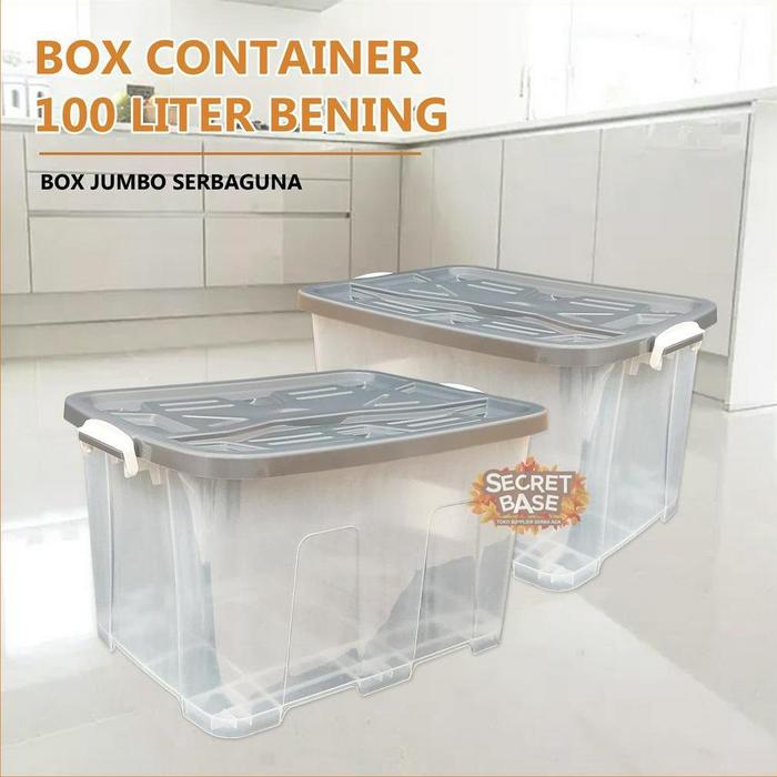 Gambar mas BOX CONTAINER 100 LITER + RODA - Kontainer Box / Container Box - Bening Grey dari mastyyy undefined Tokopedia
