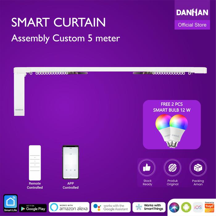 Gambar Smart Curtain Assembly Danhan, Tirai Pintar, Gorden Otomatis, WiFi Tuya 5 Meter - Bukaan Tengah dari Danhan Smarthome undefined Tokopedia