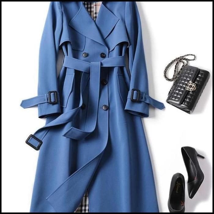 Gambar blazer wanita dewasa panjang blazer panjang se betis selutut long coat - kabut biru, XXL dari Heri gerveknew undefined Tokopedia