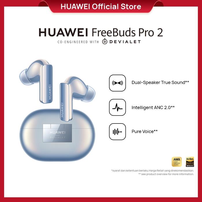 Gambar HUAWEI FreeBuds Pro 2 Wireless Earphone | Intelligent ANC 2.0 - Silver Blue dari Huawei Indonesia undefined Tokopedia
