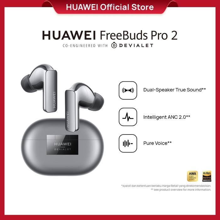 Gambar HUAWEI FreeBuds Pro 2 Wireless Earphone | Intelligent ANC 2.0 - Silver Frost dari Huawei Indonesia undefined Tokopedia