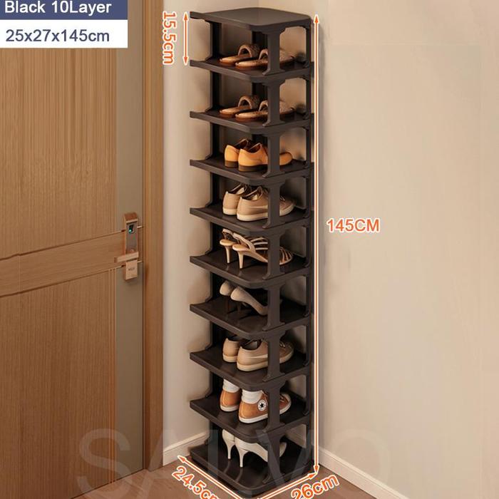 Gambar mas Rak Sepatu 9 Susun Plastik Rak Susun Serbaguna Shoe Storage Rack - Hitam, 1 Baris 5 Susun dari mastyyy undefined Tokopedia