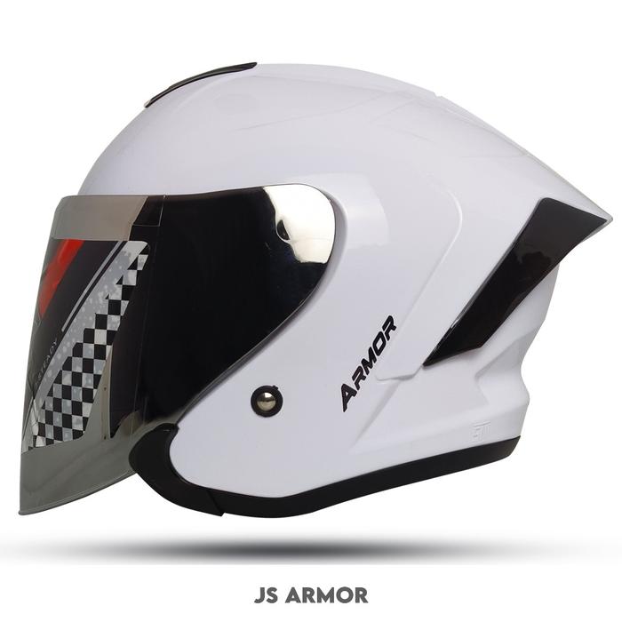 Gambar Helm JS Armor Paket Ganteng Spoiler 3D White Gloss - PUTIH GLOSS, L dari skuterrhelm undefined Tokopedia