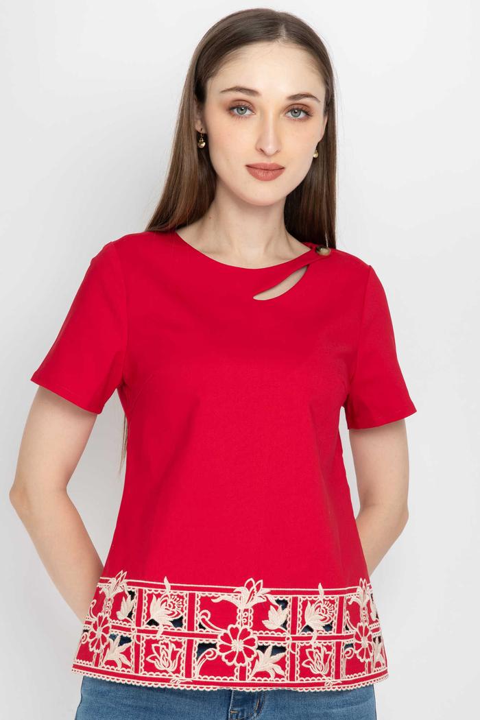 Gambar *Ready Stok* SISTER'S - Atasan Katun Jepang Y8624 (ZE) - Merah, XL dari Sisters Fashion Group undefined Tokopedia