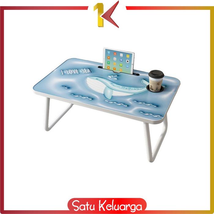 Gambar SK-C1044 Meja Laptop Lipat Portable Kecil Motif 3D Folding Table - BIRU - PAUS dari Satukeluarga undefined Tokopedia