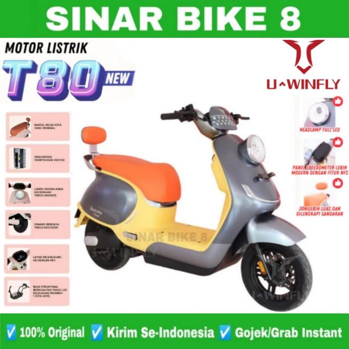 Gambar Sepeda Motor Listrik Uwinfly T80 NEW TERBARU T80 1200 Watt - Grey dari Toko Sepeda Sinar Bike 8 undefined Tokopedia