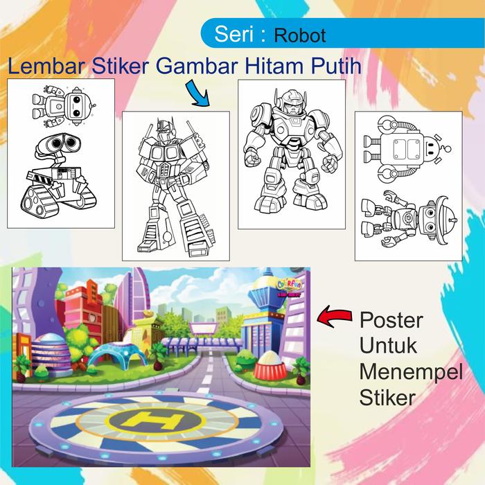 Gambar Colorfun Education Sticker - Mainan Edukasi Mewarnai Gambar Stiker A4 - Robot dari STIKER LABEL PRODUK KEMASAN undefined Tokopedia