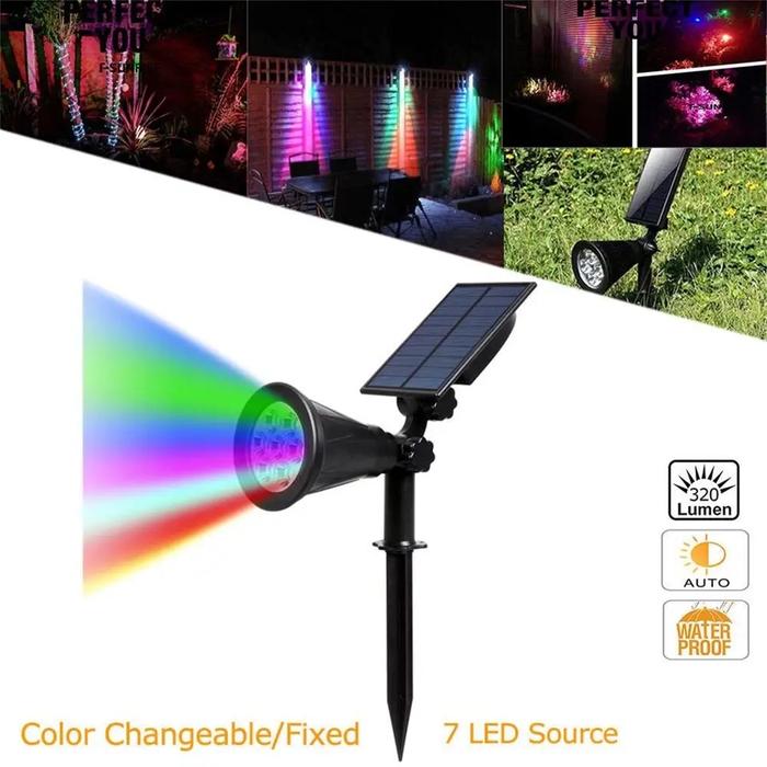 Gambar lampu LED sorot outdoor solar power sensor cahaya otomatis-spotlight - 7 led RGB dari KJ aksesoris elektronik undefined Tokopedia