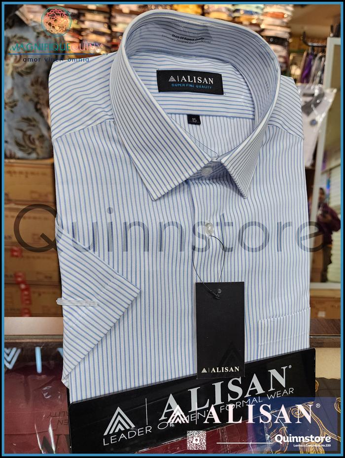 Gambar ALISAN Kemeja Motif Salur Lengan Pendek - REGULER - Biru Muda Var.1, 14 dari ALISAN Quinnstore Jakarta undefined Tokopedia