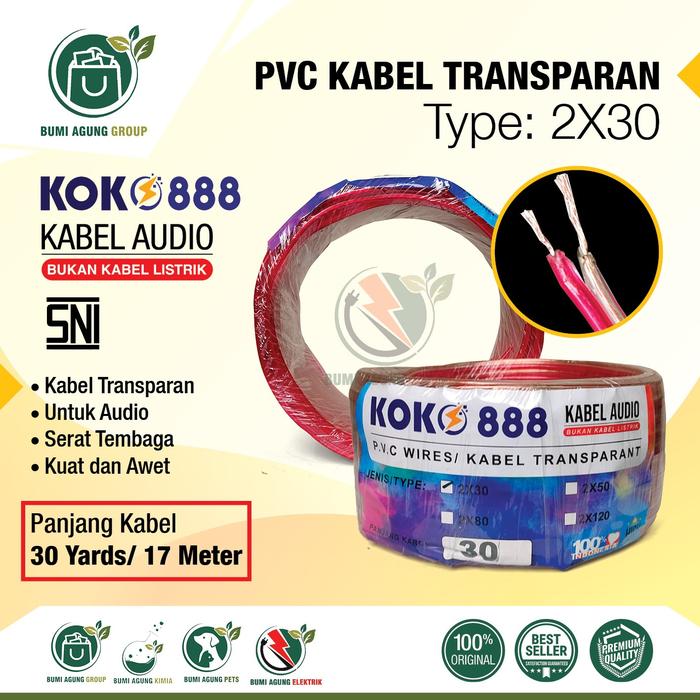 Gambar KABEL LISTRIK TRANSPARAN 30 YARD KABEL SERABUT 2X30 2X50 2X80 2X120 - 2X30 dari Toko Bumi Agung Group undefined Tokopedia