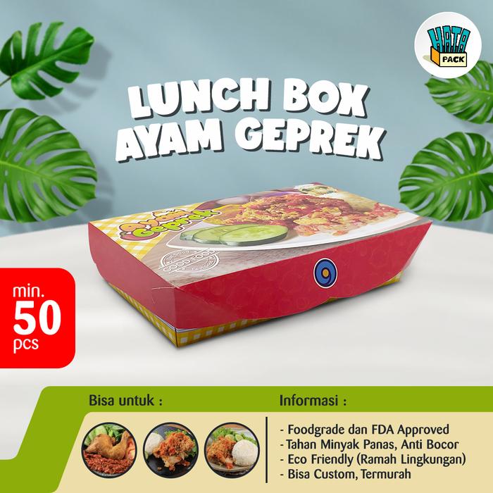 Gambar Lunch Box Tab Plus Ayam Geprek / Dus Ayam Geprek Ukuran M 16 x 09 cm dari Hatapack Bandung undefined Tokopedia