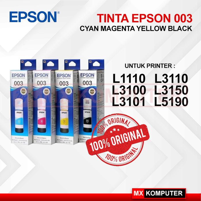 Gambar Tinta Botol Epson 003 Black, Cyan, Magenta, Yellow, L3110, L 3150 dari MXKomputer_NEW undefined Tokopedia
