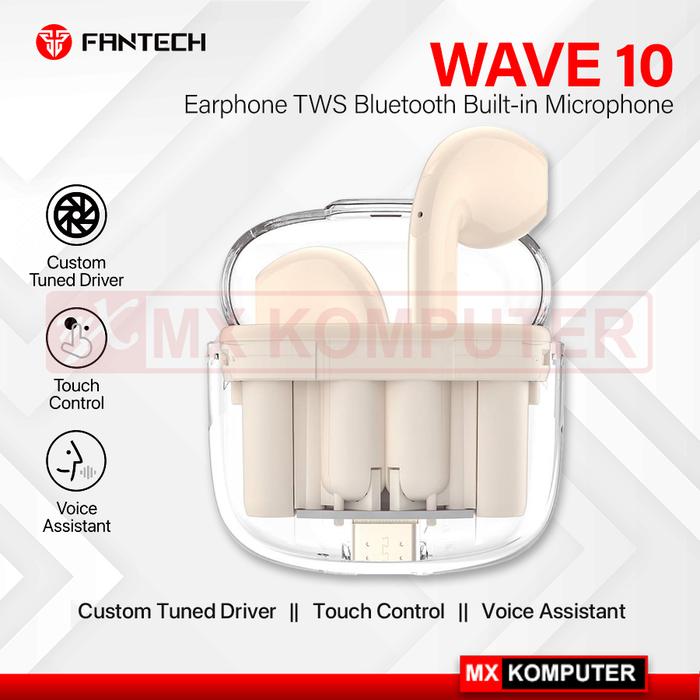 Gambar Earphone Fantech TWS Bluetooth Wave 10 TW10 Built-in Microphone - Beige dari MXKomputer_NEW undefined Tokopedia