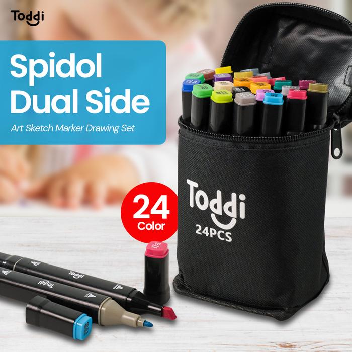 Gambar Spidol Warna Spidol Dual Side Art Sketch Drawing Set Spidol Menggambar - 24 Warna dari BOGA LAKON. ID undefined Tokopedia