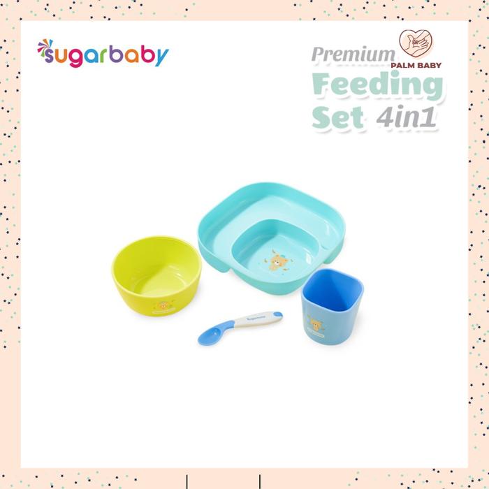 Gambar Sugar Baby Premium Feeding Set 4in1/Tempat Makan Bayi/Alat Makan Bayi - Blue dari Palm Baby Shop BTM undefined Tokopedia