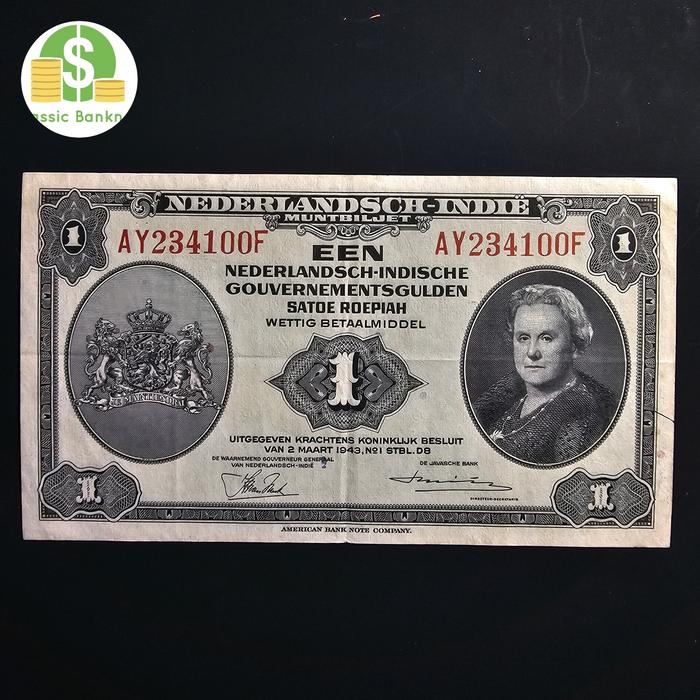 Gambar Uang Kuno 1 Gulden / 1 Rupiah Nica th 1943 dari Classic Banknote undefined Tokopedia