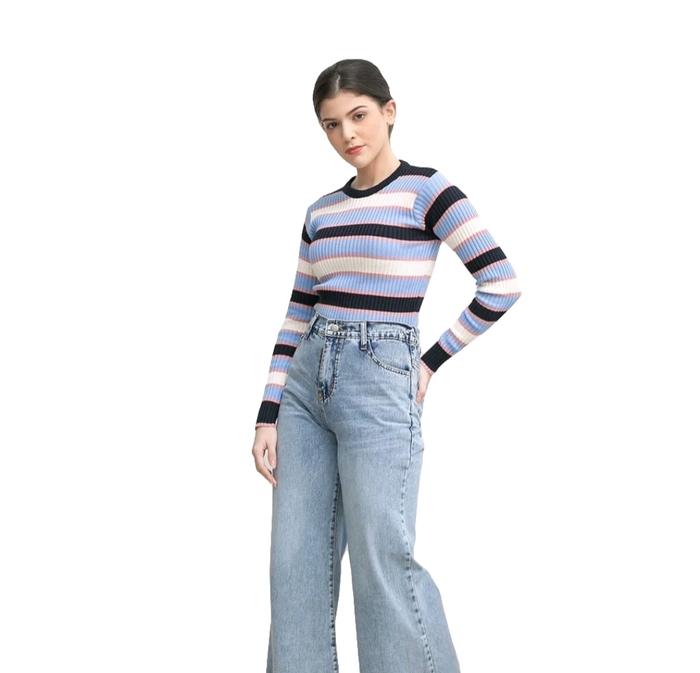 Gambar SWEATER PRESS BODY FIT INNER KNIT RAJUT BLOUSE - blue dari Mixmeshop undefined Tokopedia