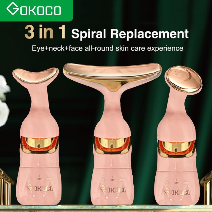 Gambar 【GOKOCO】3 in 1 Alat Pijat Getar Multifungsi Untuk Kecantikan electric massage introducer massager essence Pengenalan Krim Wajah Leher Wajah Mata Pijat Facial Hitam . - Merah Muda dari GOKOCO.ID undefined Tokopedia
