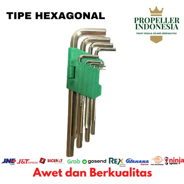 Gambar Kunci L Set 9 Pcs Kunci L Panjang Hexagon dan Ballpoint - Hexagonal dari propellerindonesia undefined Tokopedia