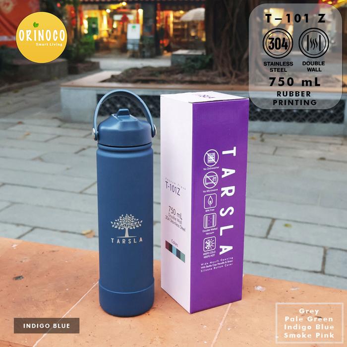 Gambar Botol Minum T-101 With Straw Thermos Doff Color 750ml Rubber Printing - Biru dari Maxhomeliving_NEW undefined Tokopedia