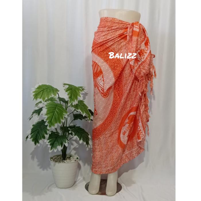 Gambar kain bali pantai/Sarung pantai lembut/Kain bali motif gajah tunggal - Oren dari IDLENZ undefined Tokopedia