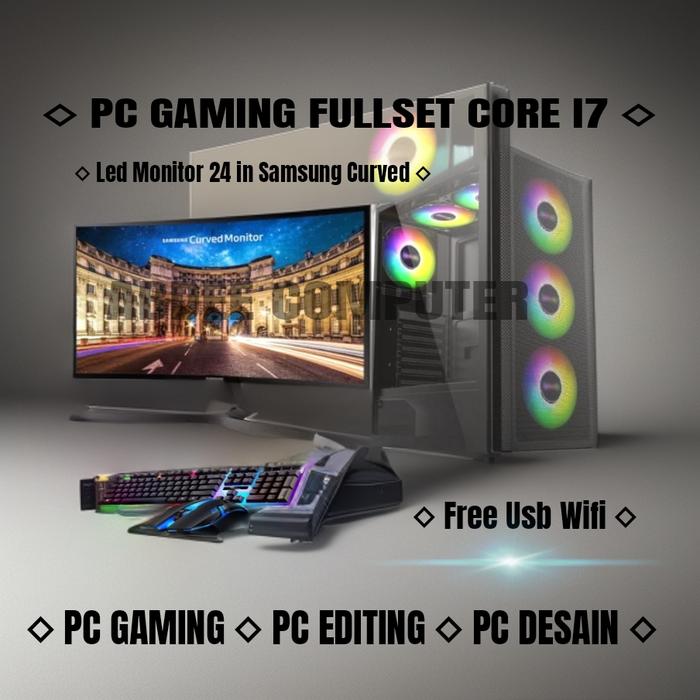 Jual PC GAMING INTEL CORE I7 RAM 16 GB SSD 120 GB WITH LED 24 IN ...