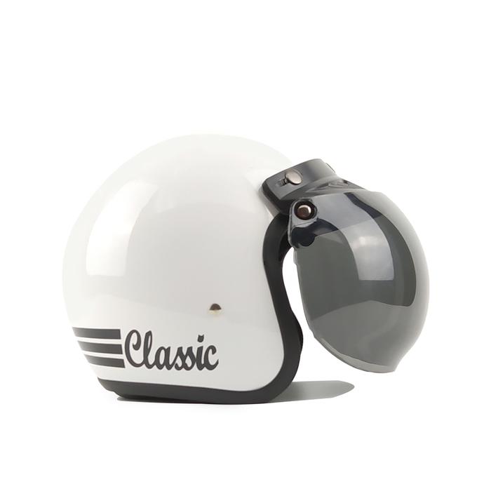 Gambar Helm Bogo Classic Dewasa SNI + Kaca Cembung premium - Putih, kaca bening dari Sdua_store undefined Tokopedia