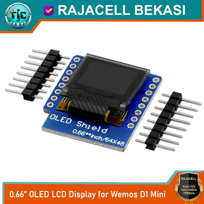 Gambar 0.66" OLED LCD Display Shield for Wemos D1 Mini i2C IIC 64x48 pixel dari Rajacell Bekasi undefined Tokopedia