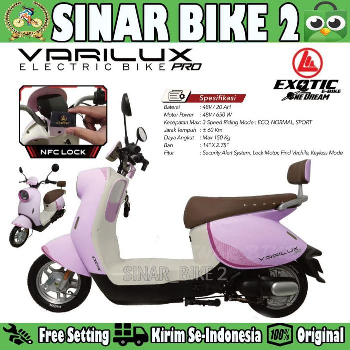 Gambar Sepeda Motor Listrik Exotic VARILUX PRO TERBARU 650 Watt E-Bike - Pink dari Sinar Bike 2 undefined Tokopedia
