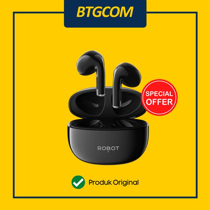 Gambar TWS ROBOT FLYBUDS T10S SEMI IN EAR WIRELESS BLUETOOTH - Hitam dari btgcom undefined Tokopedia