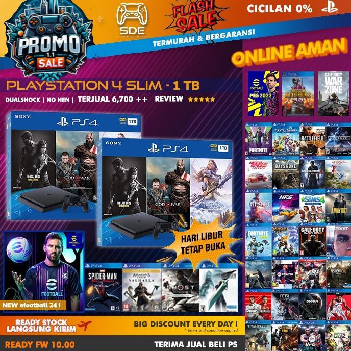 Jual Ready PS4 SLIM PLAYSTATION BISA ONLINE 500GB/1TB PES24 FIFA
