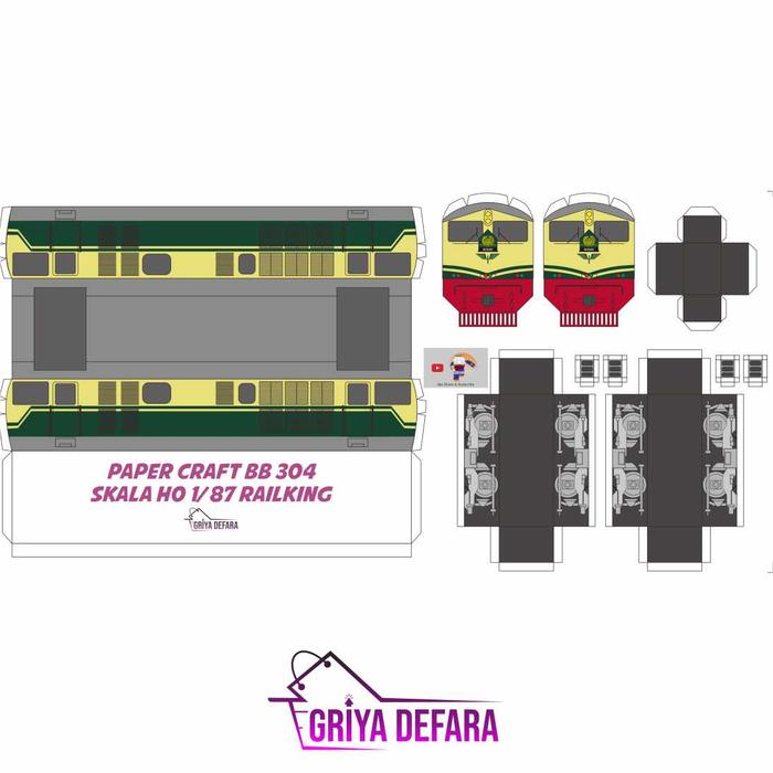 Gambar GRIYADEFARA PAPERCRAFT LOKOMOTIF BB 304 SKALA HO 1/ 87 RAILKING - BB 304 Livery 1 dari Griya Defara ID undefined Tokopedia