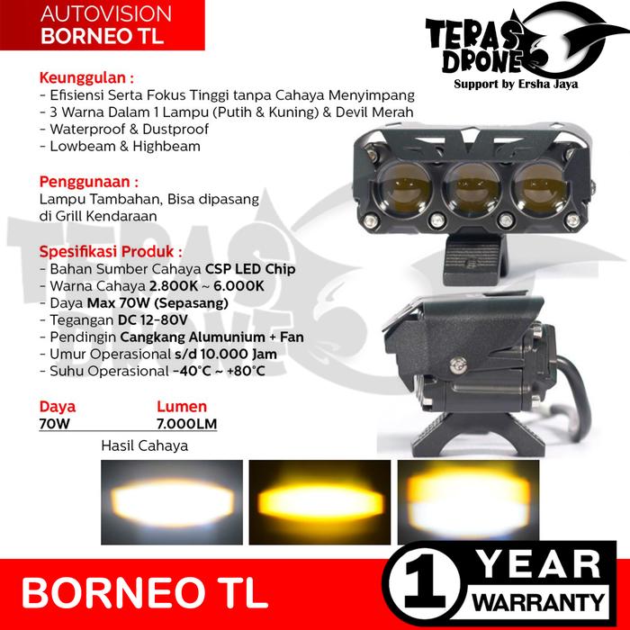 Gambar Biled Projector Autovision 3 Lensa 2 Warna - 70 Watt - Borneo TL - Borneo TL, Putih/Putih dari Teras Drone Autovision undefined Tokopedia