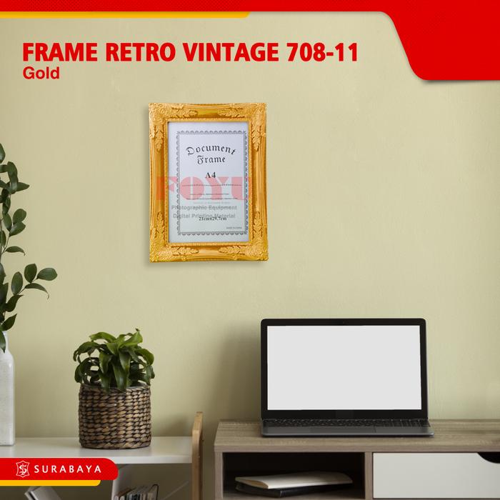 Gambar Pigura Bingkai Frame Foto Retro Vintage Klasik A4 708-11 Dinding Gold Kaca Plastik - Gold dari Foyu Photo undefined Tokopedia