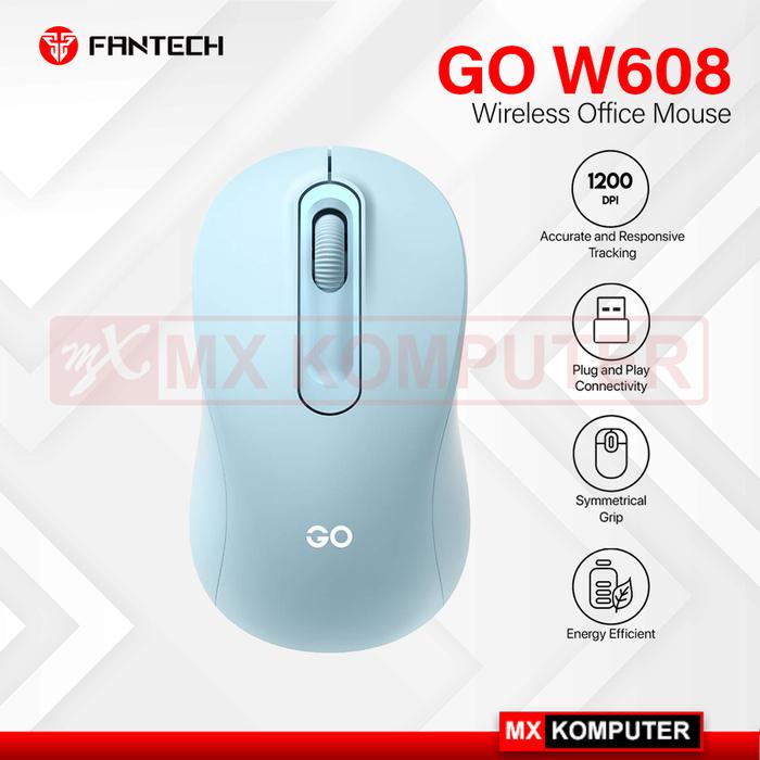 Gambar Mouse Wireless Office FANTECH GO W608 2.4Ghz 1200DPI - Biru Muda dari MXKomputer_NEW undefined Tokopedia