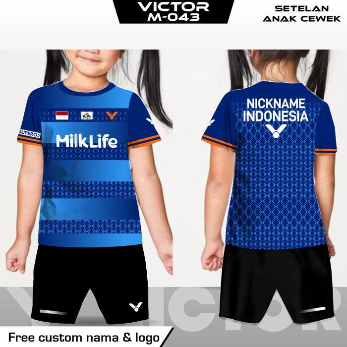 Gambar Set jersey celana badminton anak perempuan victor baju bulu tangkis - Biru, 0 dari Toko Tyui undefined Tokopedia