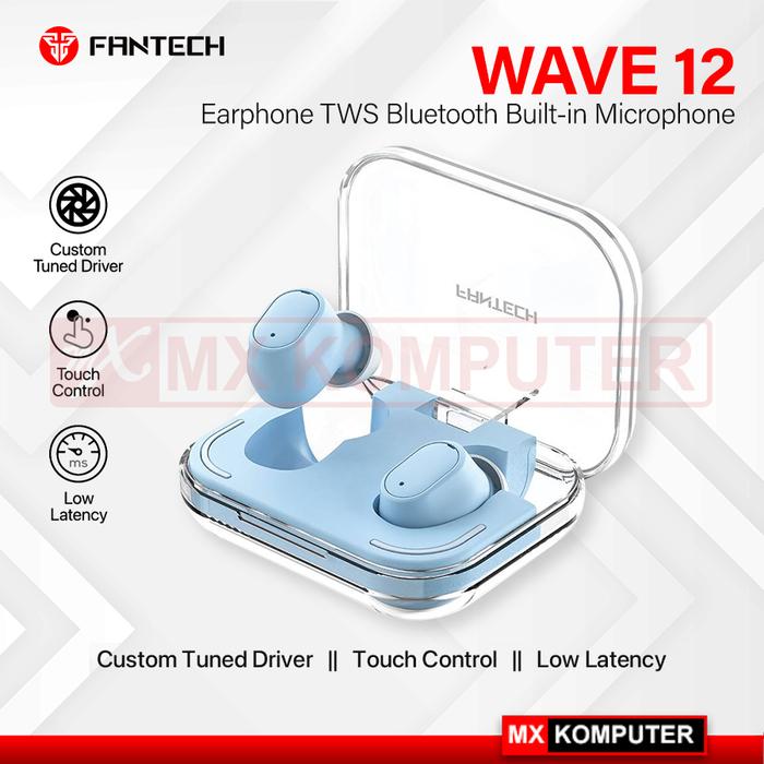 Gambar Earphone Fantech TWS Bluetooth Wave 12 TW12 Built-in Microphone - Biru dari MXKomputer_NEW undefined Tokopedia