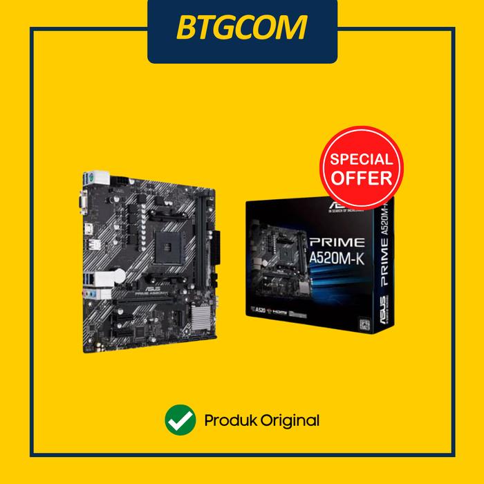 Gambar ASUS PRIME A520M-K MOTHERBOARD AMD A520 SOCKET AM4 DDR4 dari btgcom undefined Tokopedia